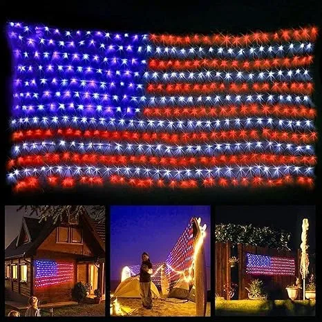 MZD8391 American Flag Lights 420 Super Bright LEDs