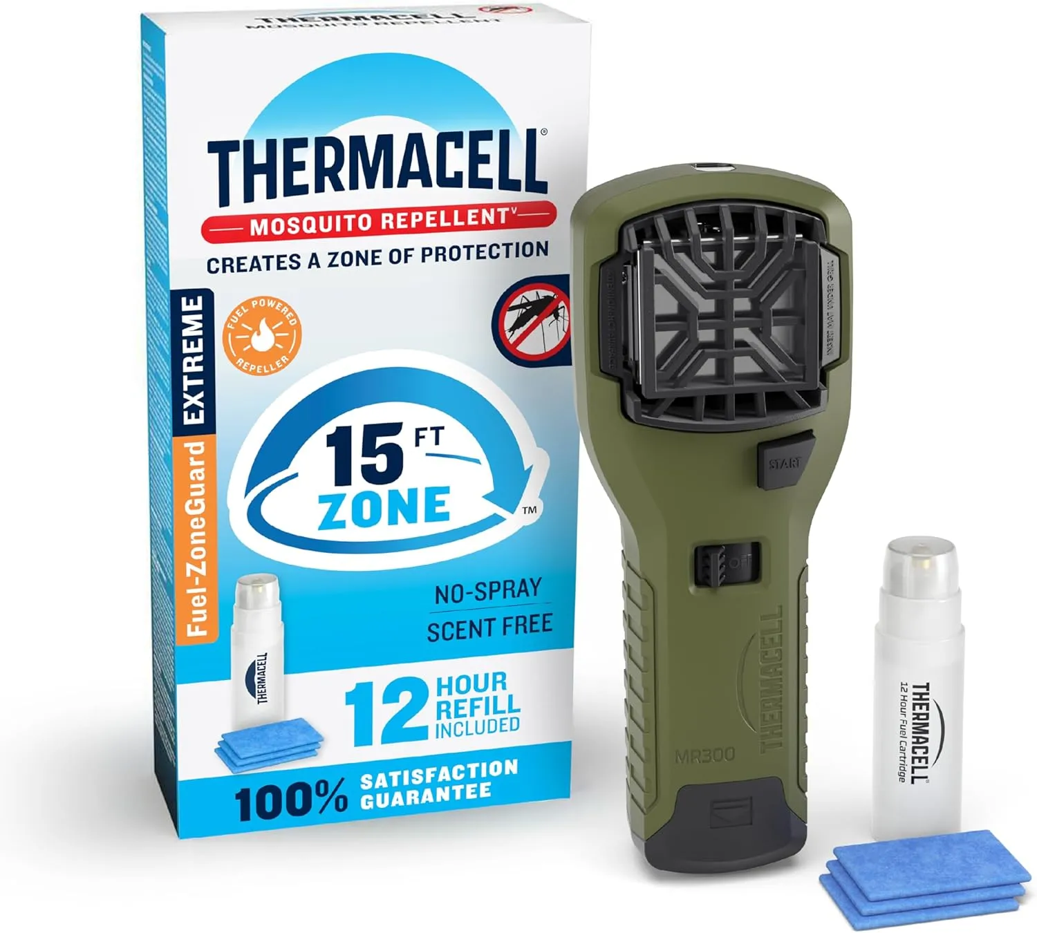 Thermacell Mosquito Portable Repeller; Includes 12-Hour Refill; 15 Foot Zone of Protection; Highly Effective Mosquito Repellent; Bug Spray Alternative; Scent Free