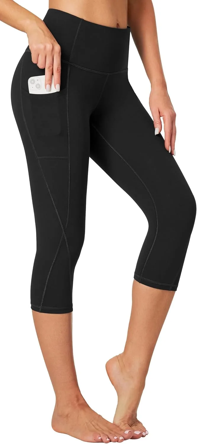 Heathyoga Capri Leggings for Women High Waisted Capri Leggings with Pockets for Yoga Workout Running