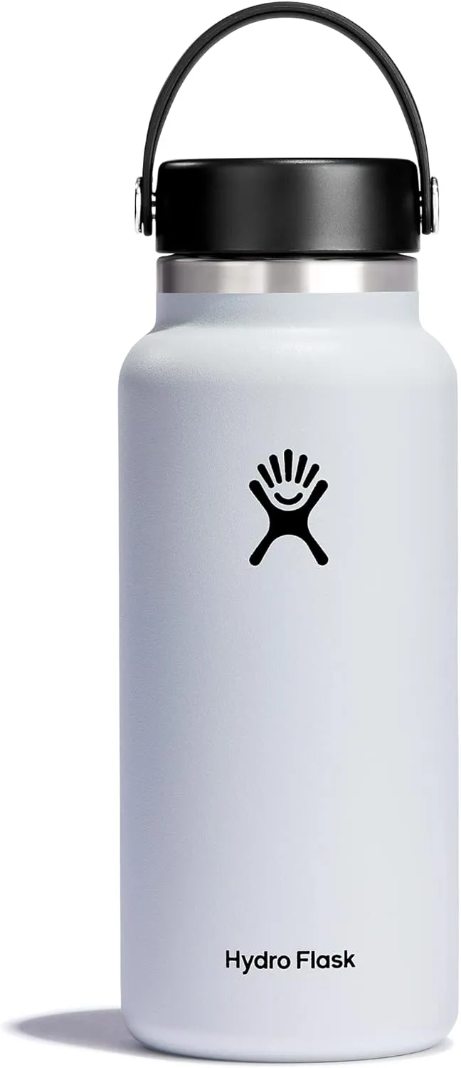 Hydro Flask Water Bottle - Insulated Stainless Steel - Wide Mouth Flex Lid, Non Spill, Leakproof and Refillable in 32 Oz