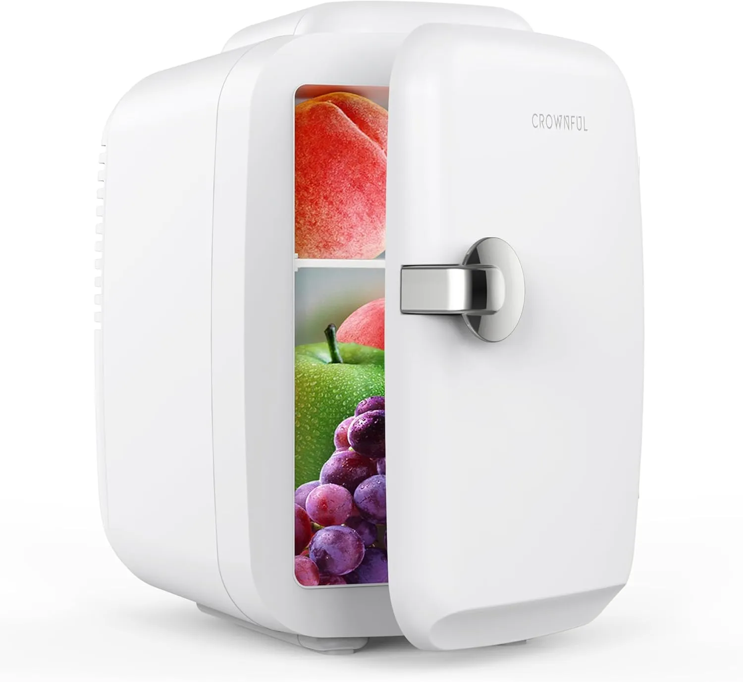 CROWNFUL Mini Fridge, 4 Liter/6 Can Portable Cooler and Warmer Personal Fridge for Skin Care, Cosmetics, Beverages, Food, Great for Bedroom, Office, Car, Dorm