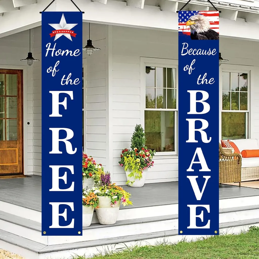 4th of July Decorations Patriotic Decor Pre-assembled Hanging Banners Memorial Day Flag Labor Veterans Armed Forces Military Homecoming Red White Blue Decorations