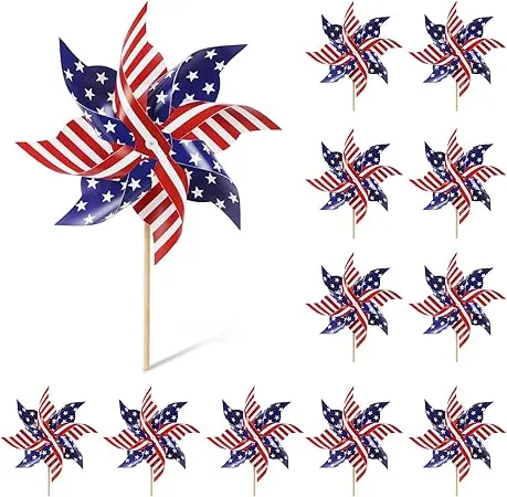 HOOSUN 4th of July Patriotic Pinwheels 12Pcs