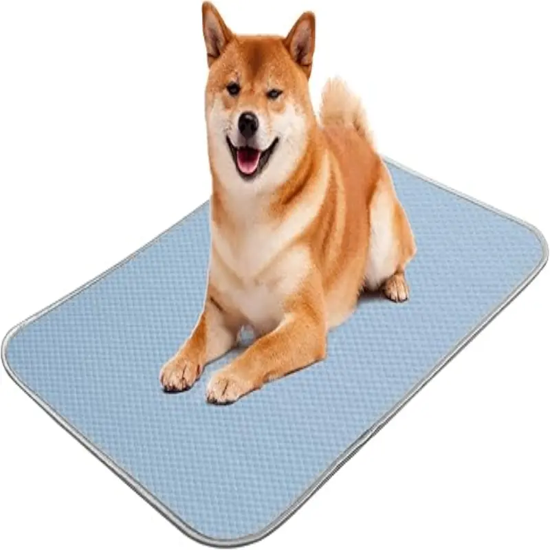 Buvlnee Summer Dog Cooling Mat, Washable Ice Silk Self Cool Pad for Small Medium Large Dogs and Cats, 24x18in
