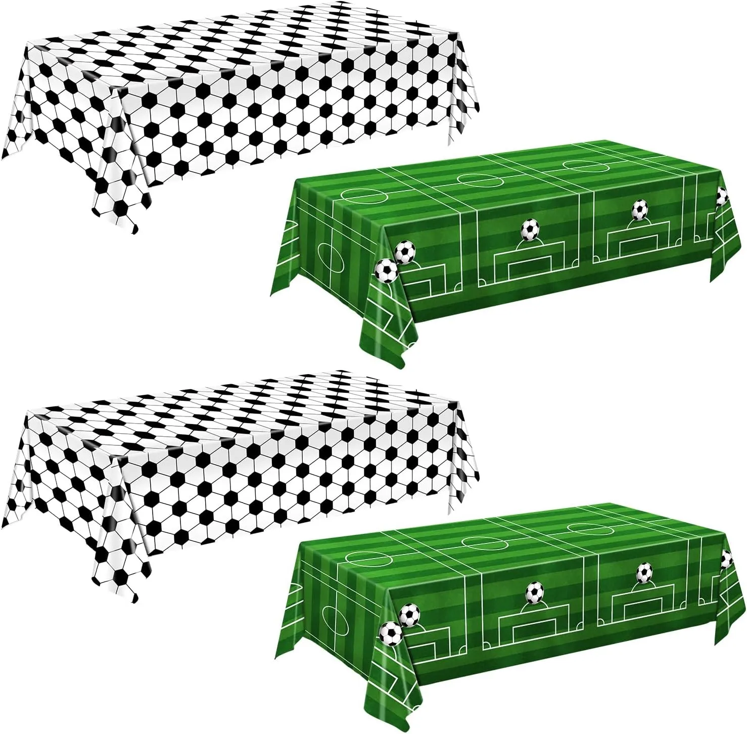 QIYANPAX 4 Pieces Soccer Tablecloths - Soccer Birthday Party Decorations Soccer Table Cloth Plastic Table Cover for Sports Soccer Theme