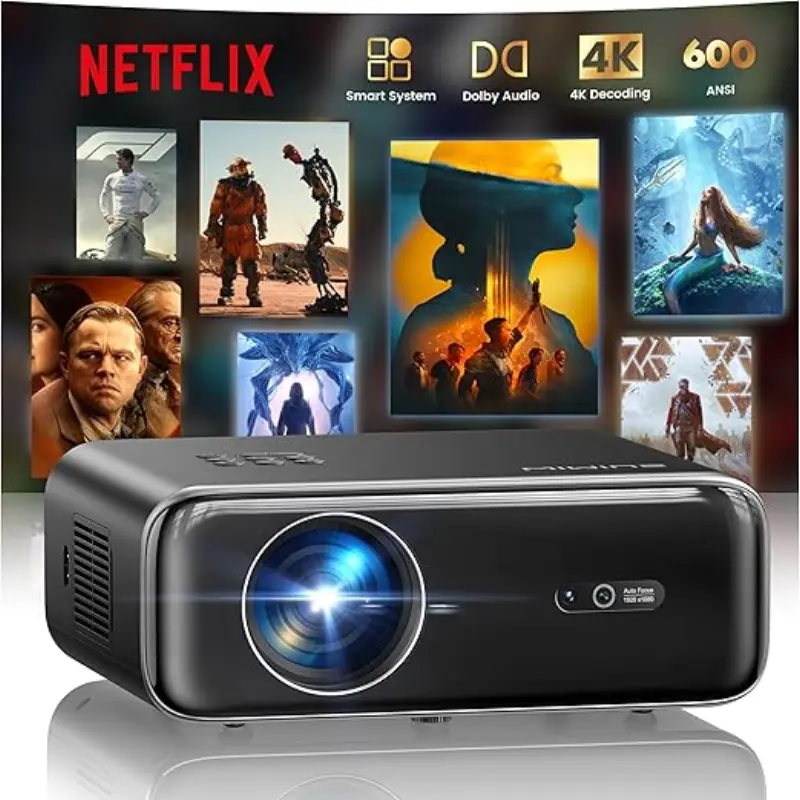 WiMiUS P62 Pro Smart Outdoor Projector 4K Support, 600 ANSI Dolby WiFi 6 Bluetooth 5.2 Auto Focus