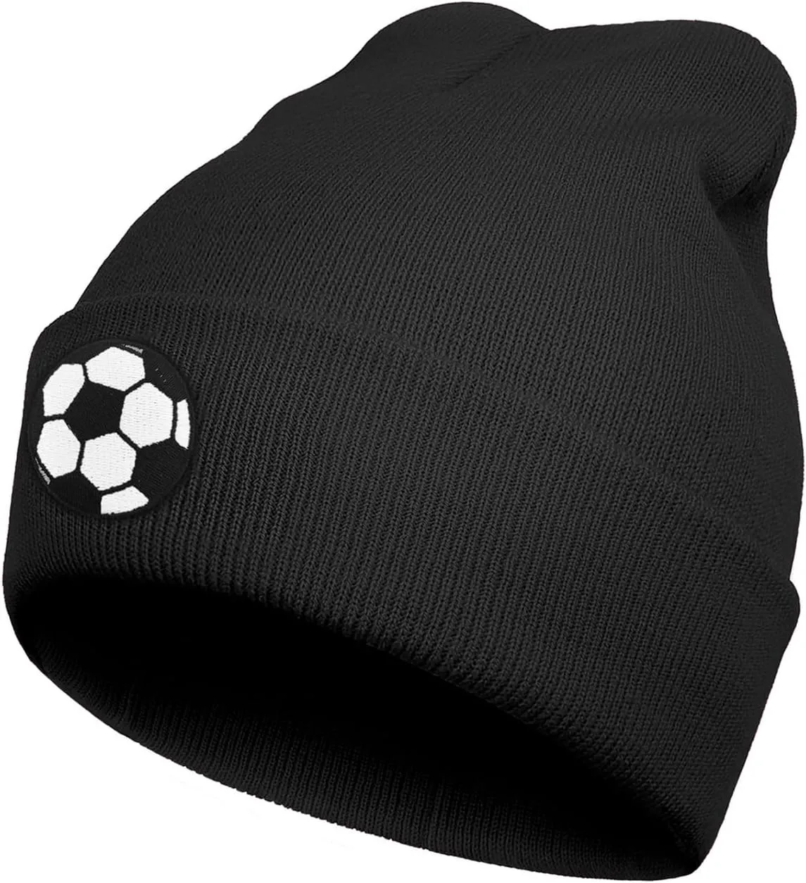 Cool Pattern Beanie, Embroidered Wool Knit Beanies Hats Gift for Men Women, Winter Hat for Cold Weather, Soccer Ball Pattern