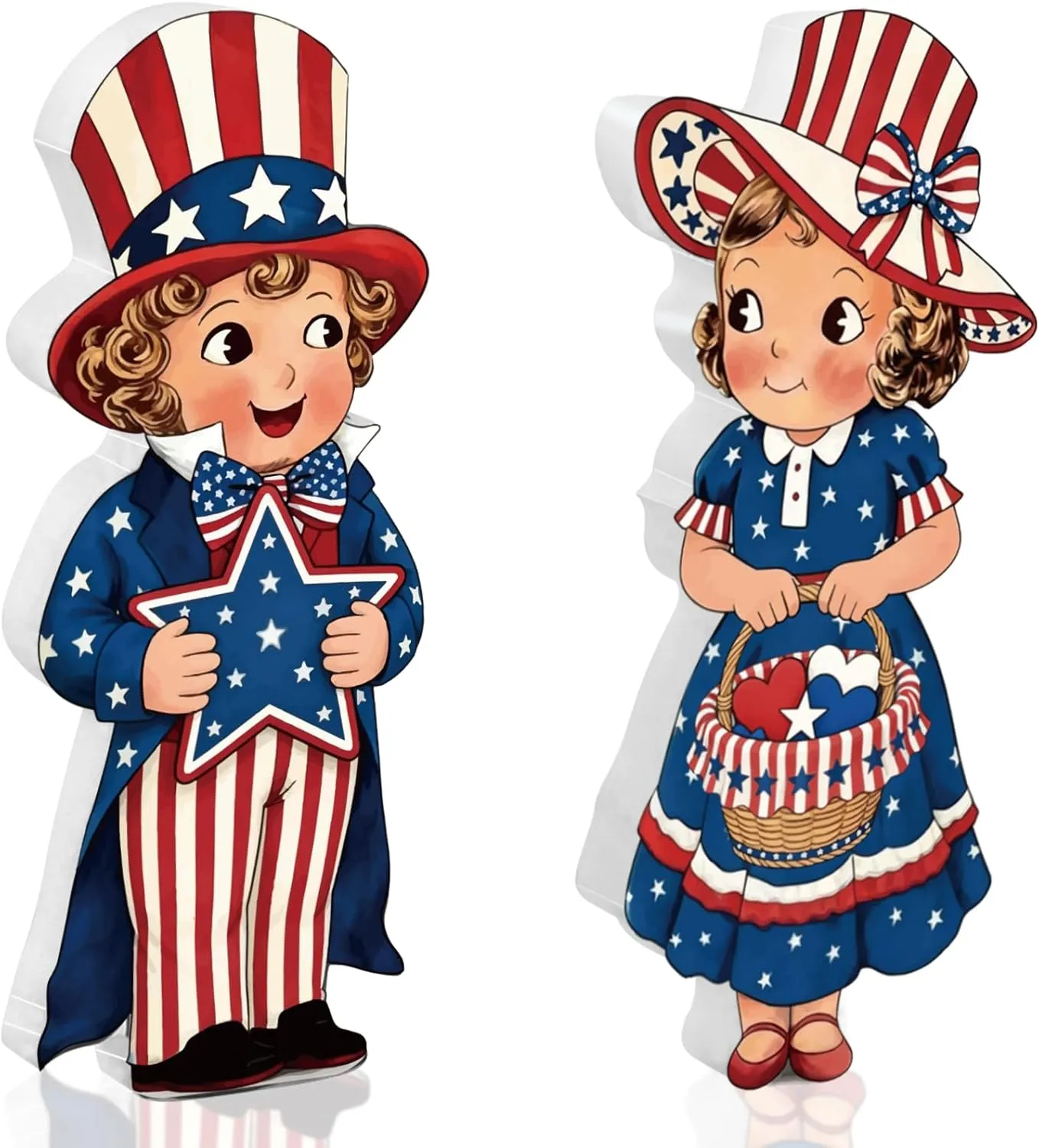 2PCS 4th of July Table Decorations, Vintage Patriotic Tiered Tray Decor, 250 Anniversary Wood Sign Table Centerpieces