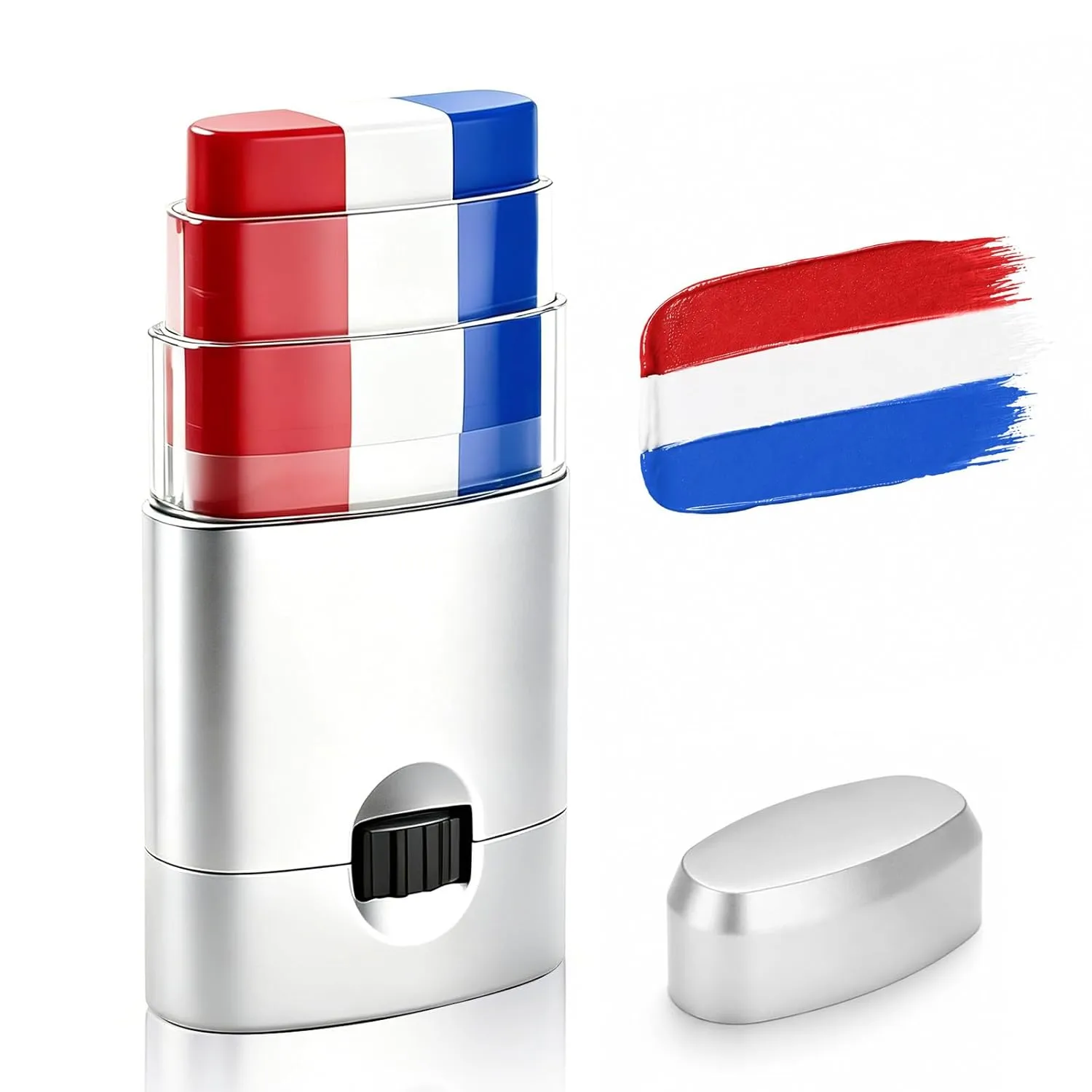 Red White Blue Face & Body Paint Stick, Sports Eye Black-Style Makeup Stick, Soccer Fan Makeup, Waterproof Sweatproof Cream Paint