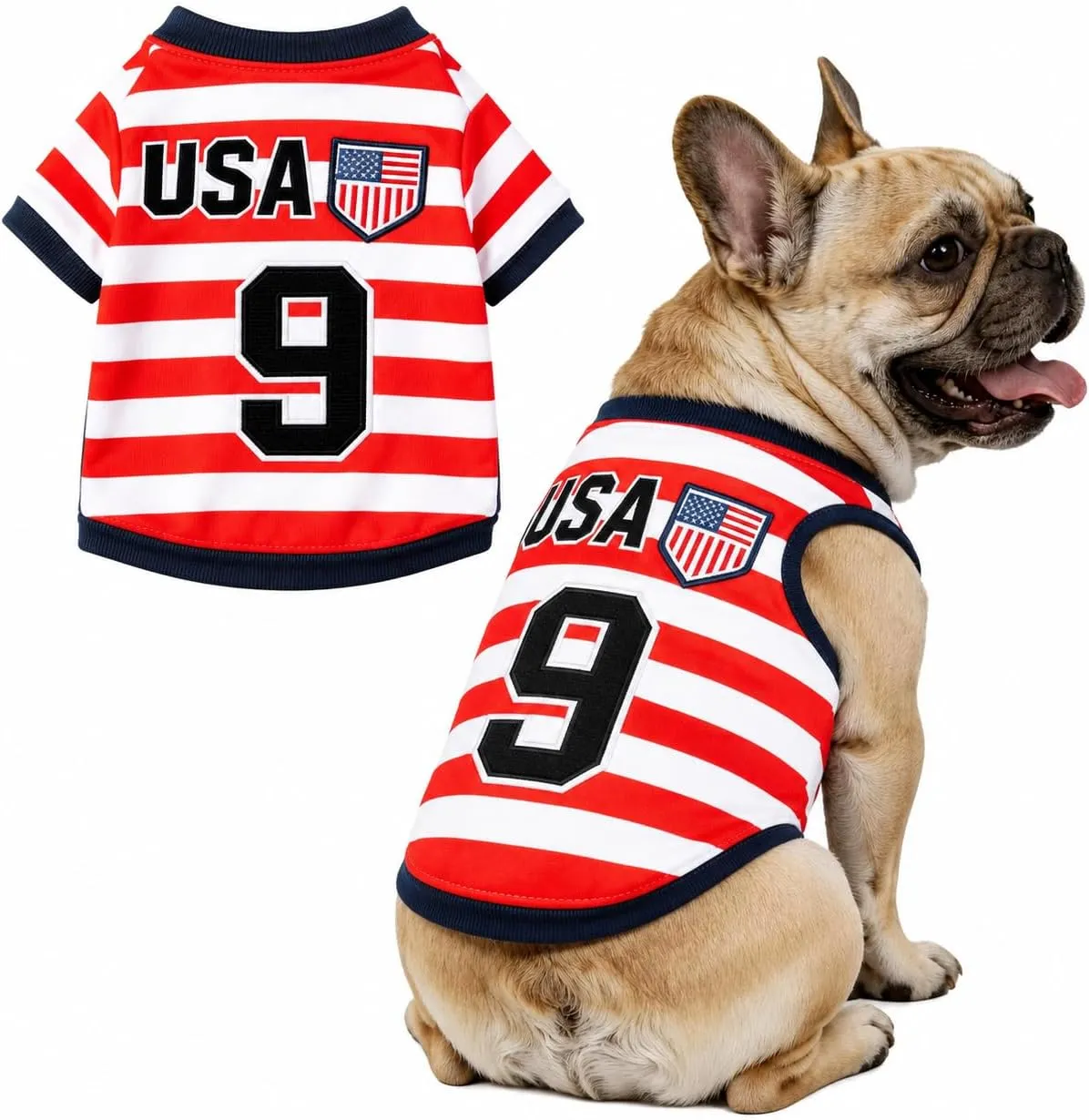 Pet Jersey Dog Soccer Jersey, Breathable Mesh Stretchable Shirt for Puppy or Cat, Machine Washable, USA Team Style (USA, Medium)